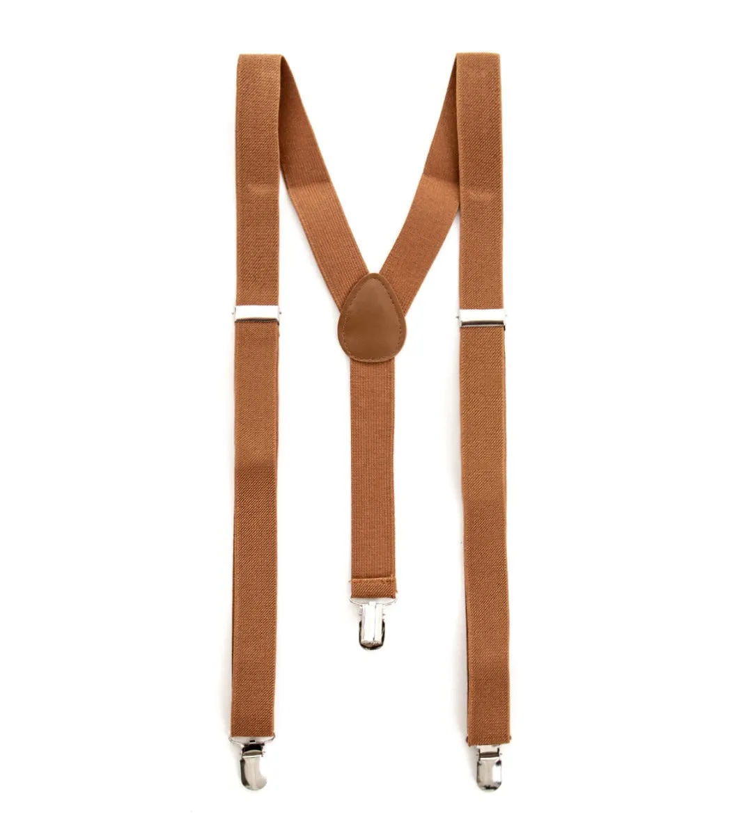 Bretelle Regolabili Uomo Unisex Basic Elastico Camel Fibbie Metallo Ganci Tinta Unita GIOSAL-BR1016A