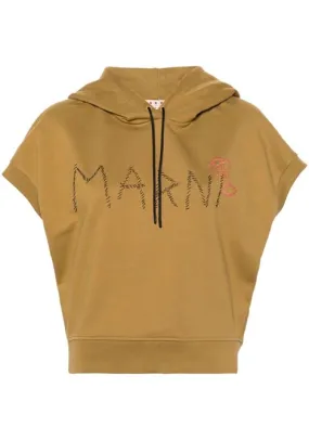 Felpa smanicata con ricamo in giallo di Marni - donna