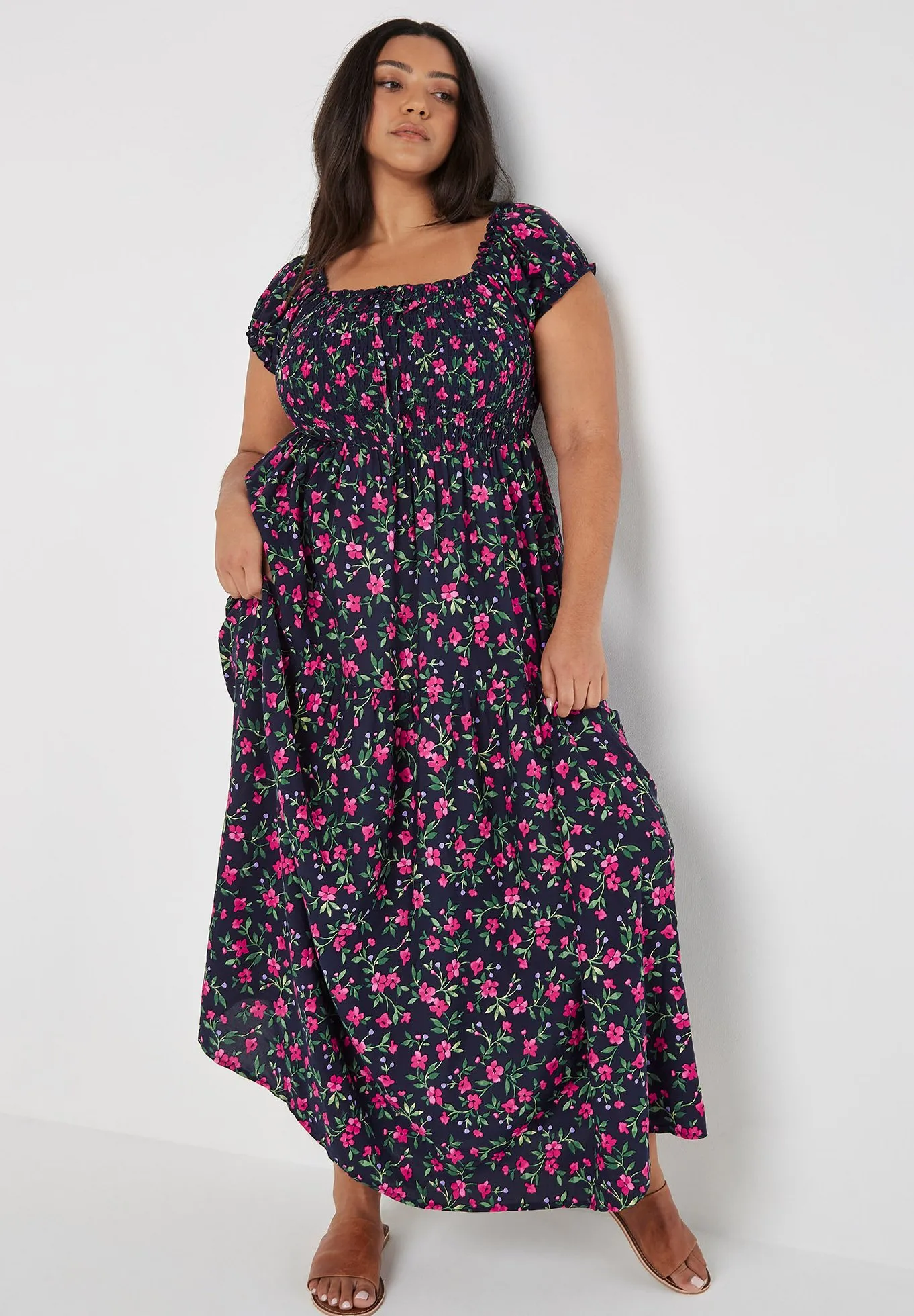 FLORAL DITSY SMOCK - Vestito lungo