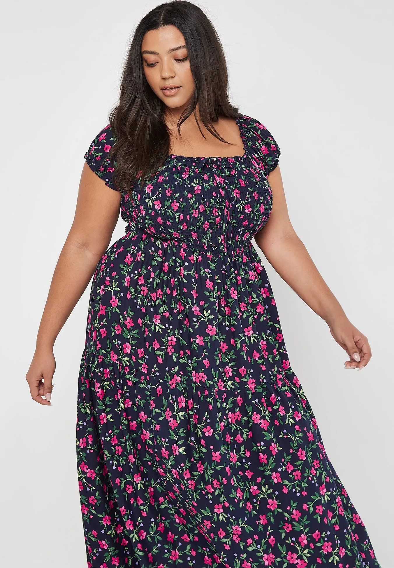 FLORAL DITSY SMOCK - Vestito lungo