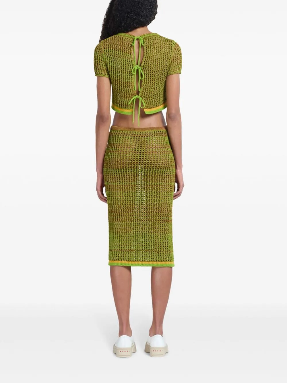 Gonna midi traforata in verde di Marni - donna