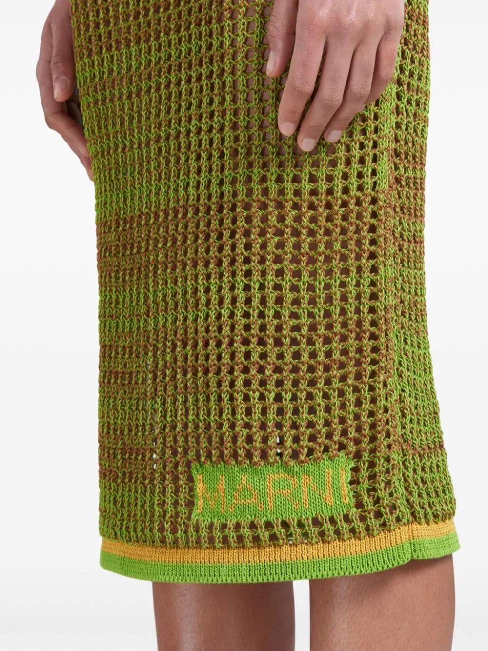Gonna midi traforata in verde di Marni - donna