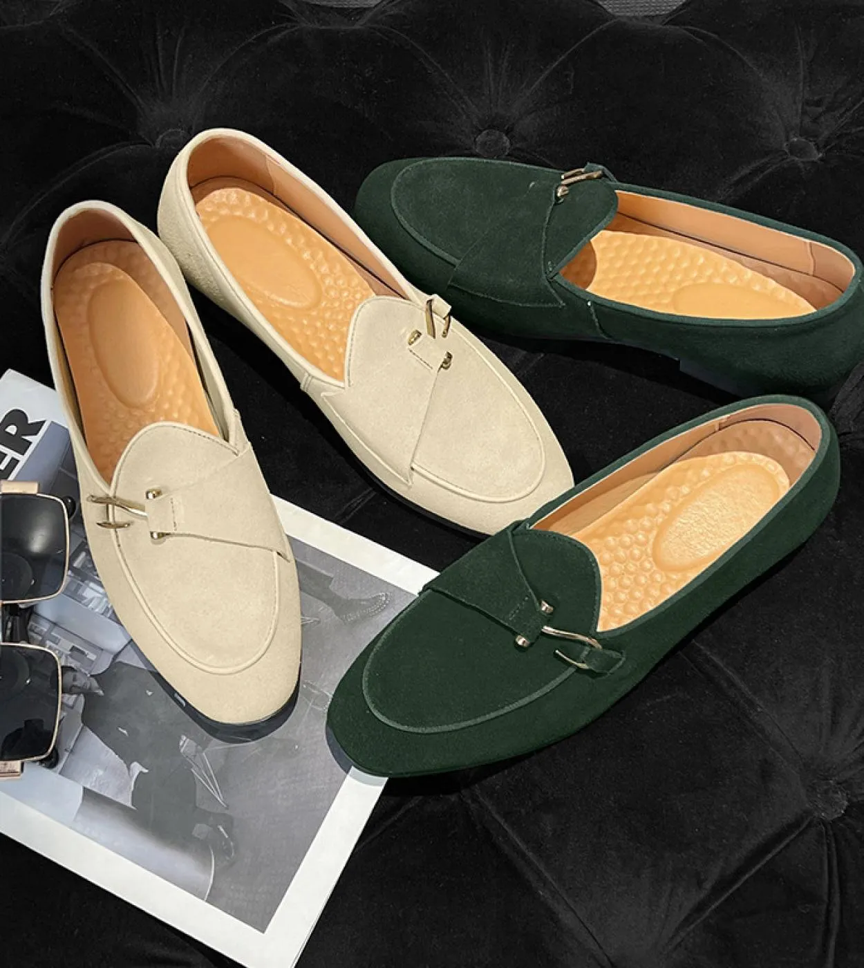 Mocassini Scarpe da uomo Finta pelle scamosciata Tinta unita Classico Moda Business Casual Punta tonda Personalità Gancio Scarpe