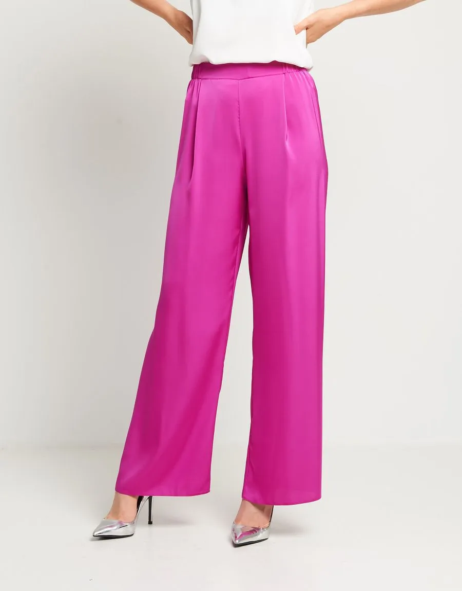Pantalone palazzo in raso con elastico