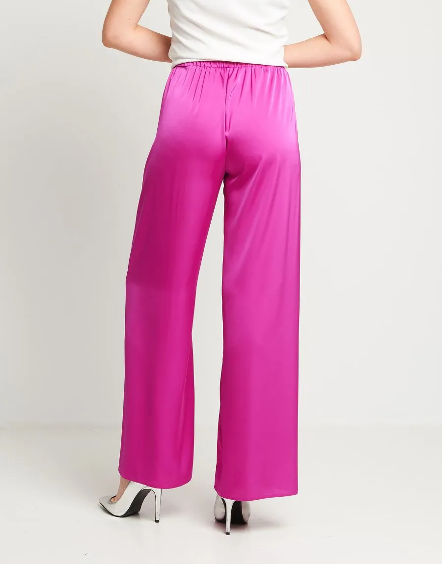 Pantalone palazzo in raso con elastico
