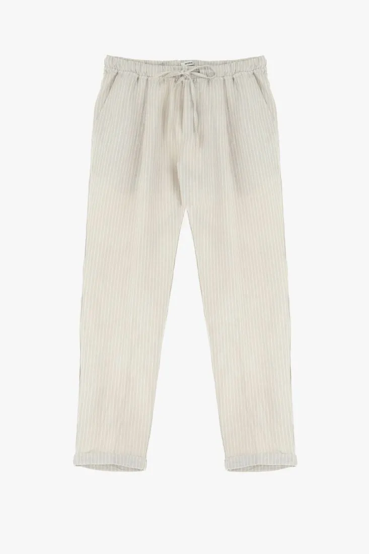 Pantaloni slim-fit fantasia gessata con coulisse e pinces