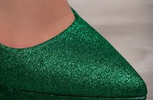 Scarpe con tacco alto con glitter, verde
