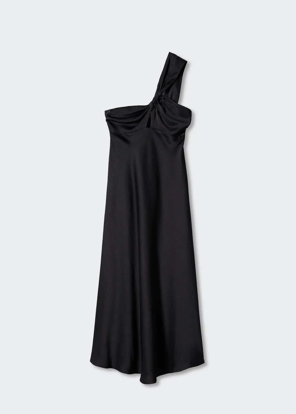 Vestito nero effetto raso asimmetrico