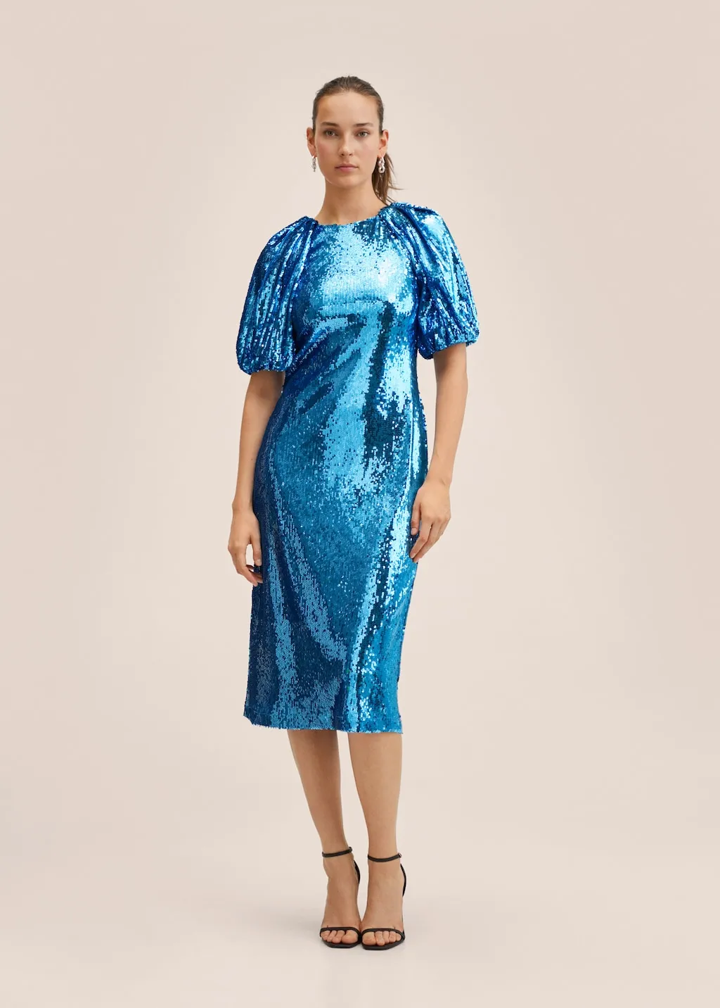 Vestito paillettes maniche a palloncino