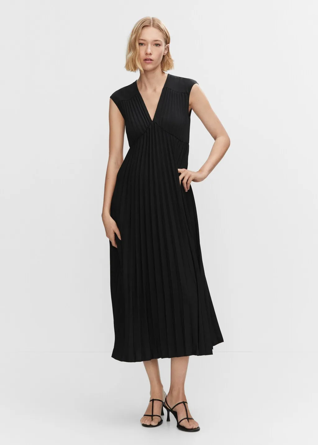 Vestito plissettato collo a V